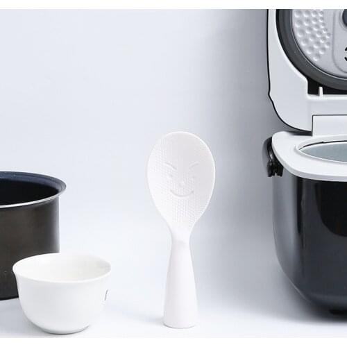 White Rice Serving Spoon Smile Expression Can Stand Up Rice Cooker Porridge Rice Scoop Tableware Spoon Dinnerware Kitchen Tools