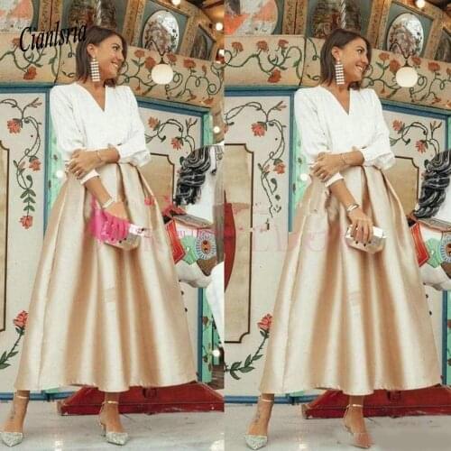 Elegant V Neck Mothers Dresses Ankle Length A Line 3/4 Long Sleeve Formal Occasion Mother Of The Bride Dresses Outfits