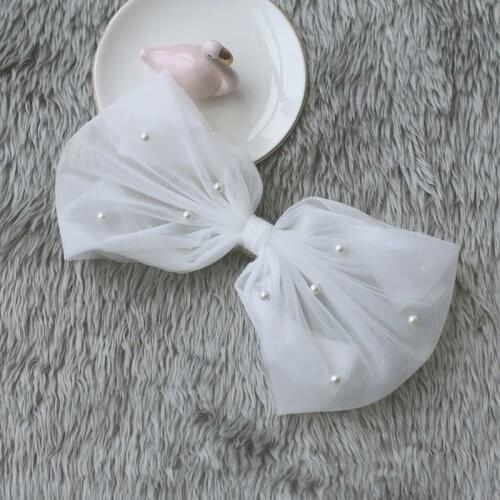 Tulle Wedding Dress Veils White Bowknot Multi Layer Bridal Fluffy Hair Veil Comb Fake Pearls Bride Fairy Marriage W0YA