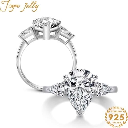 JoyceJelly Trendy Women Ring Water Drop Design 100% 925 Sterling Silver Fine Jewelry Created Moissanites Women Gifts Wholesale