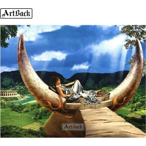 Full square & round 5d diy diamond painting woman landscape moon icon diamond mosaic 3d diamond embroidery art decoration