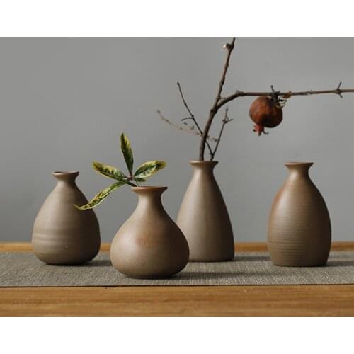 Stoneware Flower Decoration Living Room Nordic Zen Retro Kung Fu Tea Chinese Ceramic Dried Flowers Elegant Small Vase