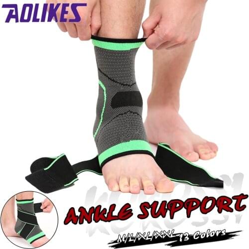 AOLIKES 1PCS 3D Sport Ankle Brace Protector Compression Ankle Support Pad Elastic Nylon Strap Brace for Football Basketball