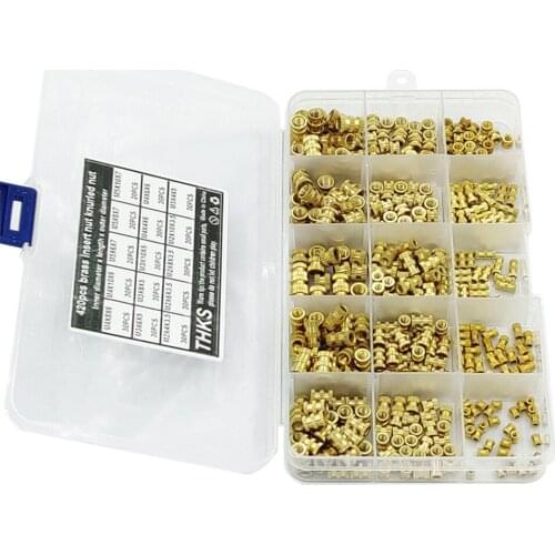 420pcs M2 M3 M4 M5 Brass Threaded Knurled Nuts Insert Injection Molding Embedded Fastener Tool Parts