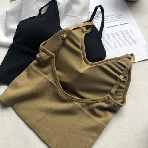 Sexy tank top with built in bra Stretch U Neck Slim Summer Padded Womens Tube Top Women Seamless Underwear Lingerie Intimates