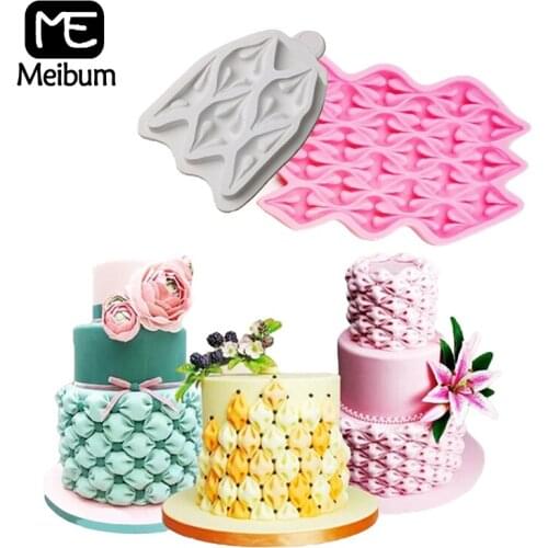 Meibum Silicone Fondant Molds Fabric Puff Sugar Paste Modelling Paste Dessert Decor Baking Tools Polymer Clay Cake Moulds