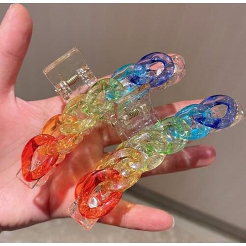 Fashion Tie Dye Rainbow Colorful Acrylic Hair Claw Clip for Girls Women Hair Clip Hair Accessories Jewelry Drop Shipping