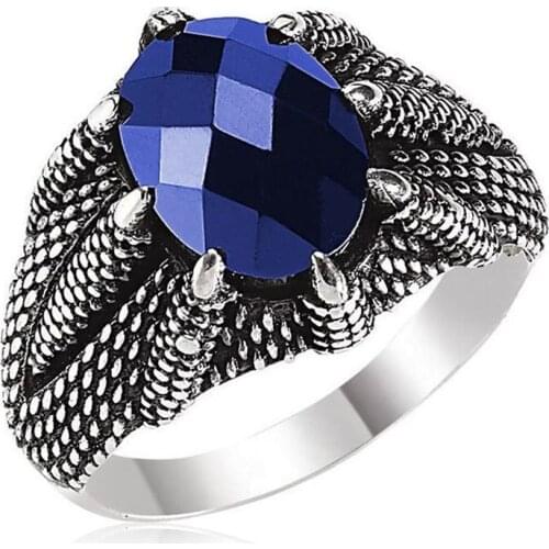 925 sterling Silver Zircon Stone Eagle Claws Male Ring