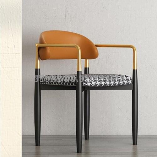 Nordic light luxury dining chair creative designer iron art leisure chair home back chair desk chair negotiation chair makeup ch
