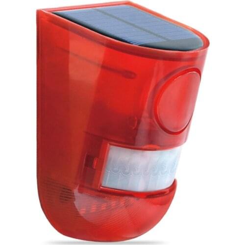 Security Alarm Solar Power Siren With Strobe IP65 Waterproof 110dB Loud Siren Built-in PIR Motion Sensor For Home Yard Outdoor