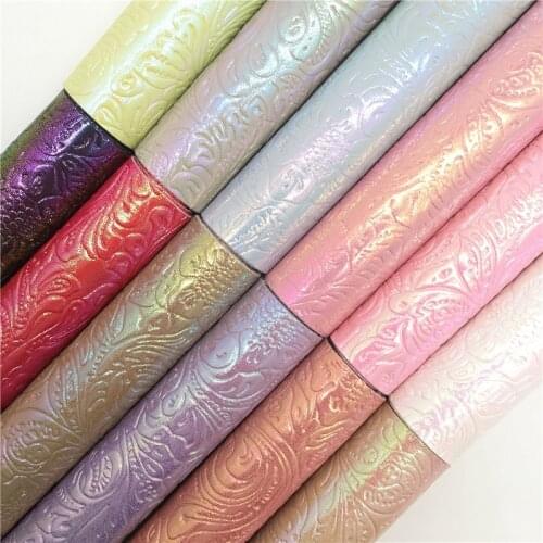 Onefly Wholesales Dropshipping Leather Supplier Flowers Embossed Synthetic Faux Vinil Leather Fabric For Bow DIY FZ079A