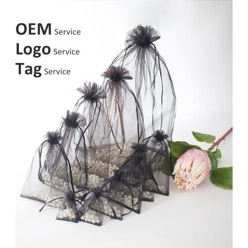 Factory Directly Sale Organza Bag For Jewelry Packing Drawstring Organza Pouch 50Pcs 20X30 25X35 30X40 35X50 Can Customized Logo