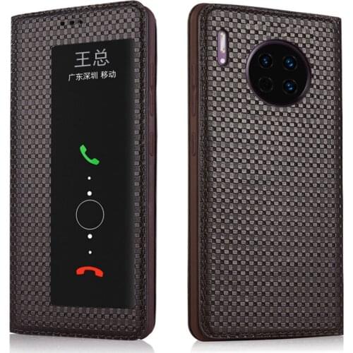 Luxury Genuine Cow Leather Magnetic Window Flip Cover Mobile Phone Book Case For Huawei Mate 30 Pro Phone Cases Funda