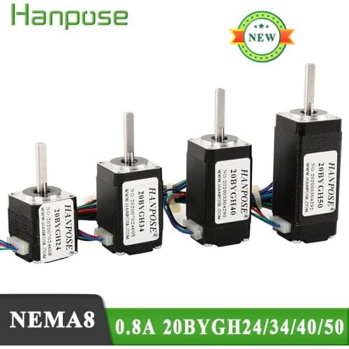 Multiple models Nema 8 Stepper Motor 20BYGH34 40mm 50mm 0.8A 21mN.m 34mm 20 Series motor For stage lights accessories