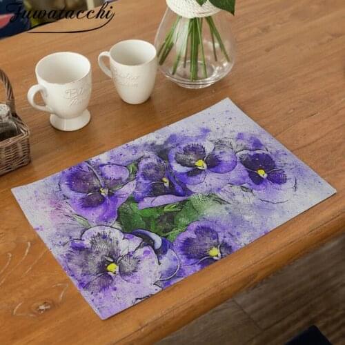 Fuwatacchi Flower Pattern Placemat For Dining Table Kitchen Accessories Cloth Polyester Tableware Pads Home Decorative Napkins