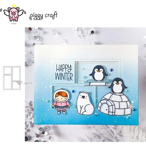 Piggy Craft metal cutting dies cut die mold Rectangular square frame Scrapbook paper craft knife mould blade punch stencils dies