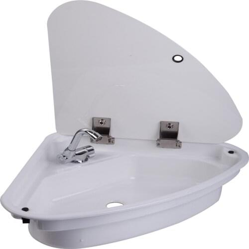 480*480*145mm Triangular White Acrylic Sink With Lid GR-Y007A Boat Caravan Camper RV