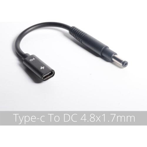 USB 3.1 TYPE C to DC 4.8*1.7 / 4.8x1.7mm Male to Male Laptop Charger DC Jack Power Adapter Cable 1.5M Decoy Trigger PD Charging