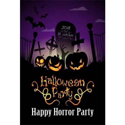 Halloween Night Party Backdrop Pumpkin Bat Horror Holiday Carnival Party Decor Wall decor that creates a scary atmosphere