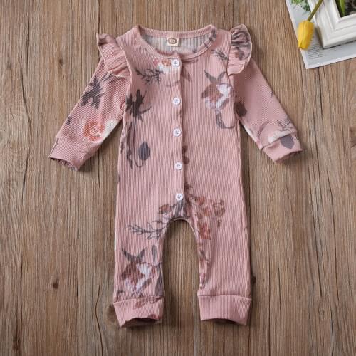 2020 Spring Autumn Baby Clothing Newborn Baby Girl Floral Clothes Striped Long Sleeve Romper Jumpsuit Outfits Cotton Playsuits