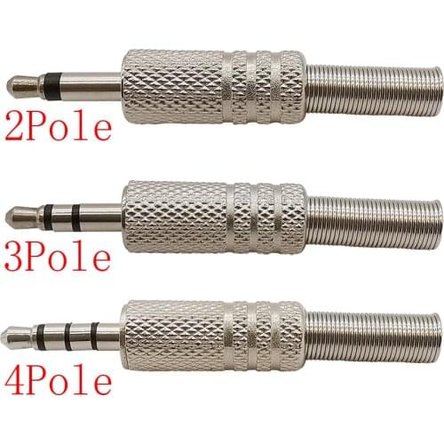 1Pcs 3.5mm 2/3/4 Pole Audio Plug Repair Headphones 3.5 Male Jack Mono/Stereo Soldering Earphone DIY Connector with Spring Tail