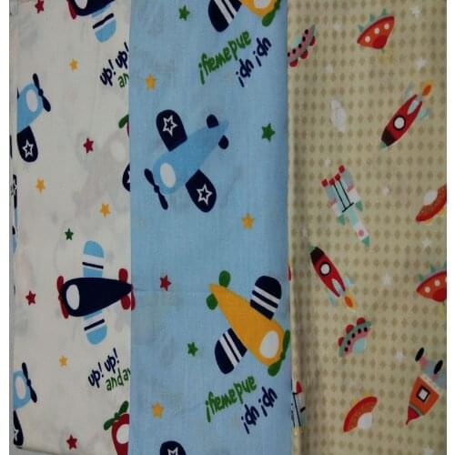 Cartoon Blue Plane & Rocket Printed 100% Cotton Fabric 50x160cm Baby Bedding Quilting Clothing DIY fabric