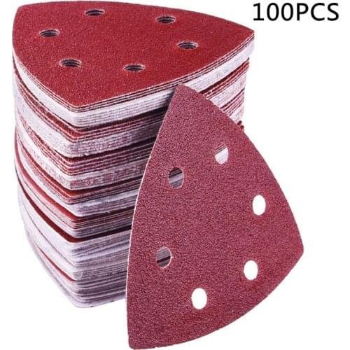 100PCS Triangular Sanding Disc 90mm Delta Sander Hook & Loop Sandpaper Abrasive Tools for Sanding Grit