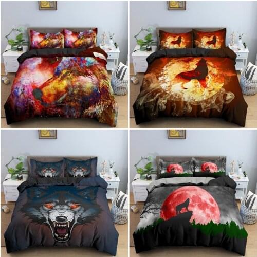 3D Animal Wolf Duvet Cover King Queen Size Bedding Set For Bedroom Decor Soft Luxury Bedclothes With Pillowcase Home Textile