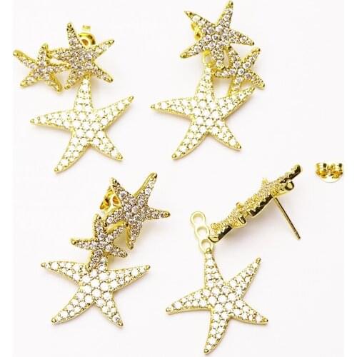 5 Pairs Metal Stars Dangle earrings Pave zirconia star earrings women jewelry Drop earrings Gift for women jewelry Fashion51295
