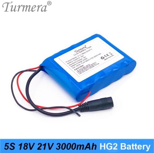 5S 3000mAh Lithium Battery Pack 18V 21V Reachargeable 18650 HG2 3000mAh 30A Battery Cell with 5S BMS for Screwdriver 18V Turmera