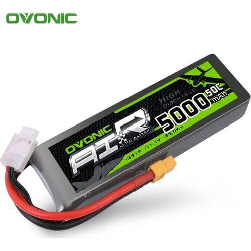 OVONIC 5000mAh RC Battery 11.1V 3S 50C Lipo Battery With XT60 & Trx Plug For Slash/E-Revo/UDR/X-Maxx