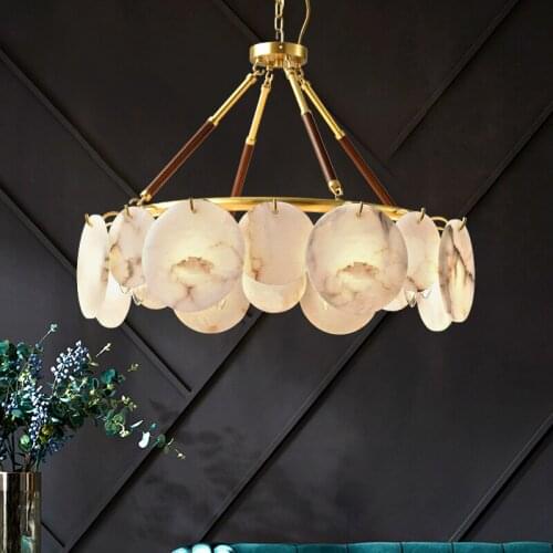 American Luxury Copper E14 Led Round Pendant Lights Living Room Marble Pendant Lighting Indoor RH Lighting Fixtures Lamparas