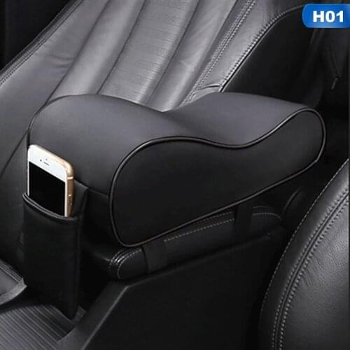 Auto Comfortable Arm Rest Seat Mat Cushion Pillow Cover Leather Car Central Armrest Center Console Styling Pad Black