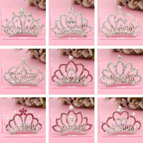 Shiny colored crown girl princess flower girl wedding headdress crystal hair clip hair hoop hair comb holiday gift