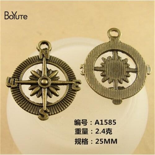 BoYuTe (50 Pieces/Lot) 25MM Antique Bronze Plated Zinc Alloy Compass Charms Pendants for Jewelry Making Diy Handmade Findings