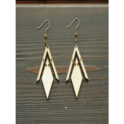 Wooden earrings, Earrings as a gift, Rhombus, Handmade Earrings