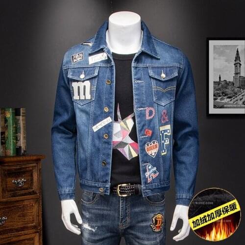 Denim Mens High Quality Jacket USA Winter Thicken Plus velvet Man Cowboy Outerwear Turn-down Collar American Clothes S1113