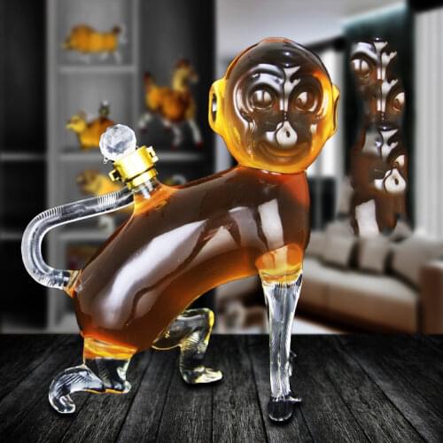 Animal monkey shaped design home lead-free whiskey decanter novelty wine bottle wine decanter for Liquor Scotch Bourbon DDC-212