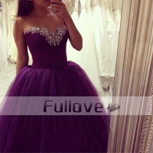Graceful Lilac Tulle Long Evening Dresses 2019 Sweetheart Crystal Beaded Slim Cut Ball Gown Custom Made Vestido De Festa Longue