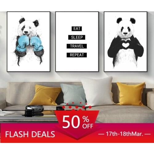 Canvas Painting Abstract Drawing Animal Posters And Prints Panda Quote Wall Art Poster Pictures Print Nordic Home Decoration