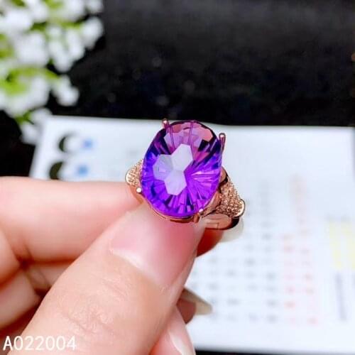 KJJEAXCMY fine jewelry 925 sterling silver inlaid Amethyst gemstone new Female ring trendy hot selling