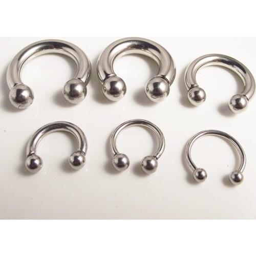 1 Piece Surgical Stainless Steel Silver BCR Circular Barbells Horseshoe Nose Ring Flesh Tunnel Internally Thread Body Jewelry