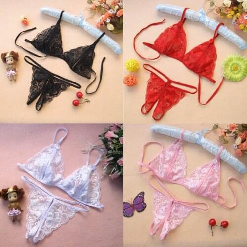 Women Lingerie Underwear Set Sexy Lace Transparent Bra G-String d88