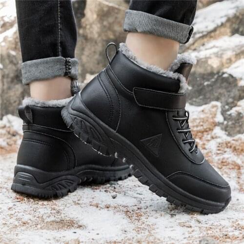 ZEEKSON Winter Cotton Shoes Middle-aged Elderly Sports Shoes Plus Velvet Warm Casual Mens Shoes Unisex Travel Hiking Snow Boots