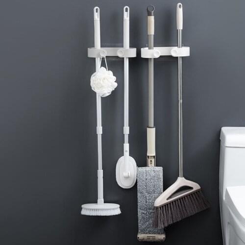 Mop Hook non-perforating mop rack bathroom strong wall-mounted mop mop cloth fixed mop clamp