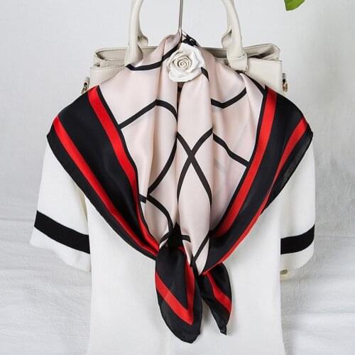 Fashion Printed Womens Silk Neck Scarf Elegent Square Satin Bandana Hair Shawl Headband Office Ladies Handkerchief Gift