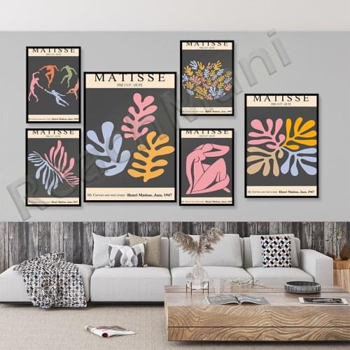 Matisse Print Set of 6 Abstract, Printable Wall Art, Matisse Exhibition Poster Minimalist, Woman Matisse, Matisse Leaf Art
