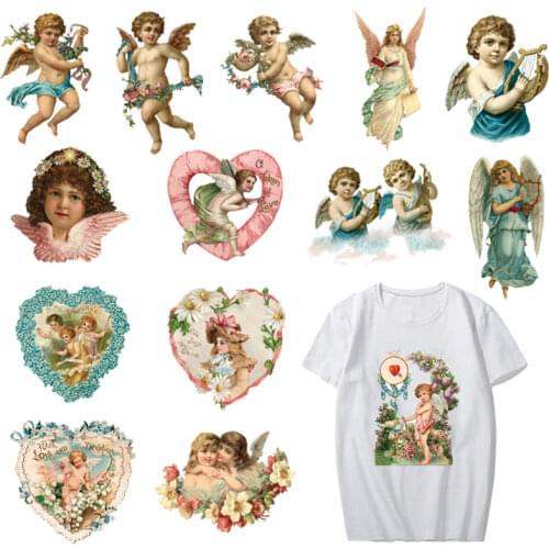 Angel Iron on Transfers Heat Transfer Ironing Stickers Kids T-shirt Thermal Patches Animal Skull Sticker DIY Accessory Appliques