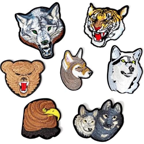 Tiger Eagle Wolf Bear Patches Cartoon Patch Embroidered Applique Sewing Clothes Stickers Garment Badges Apparel Accessories