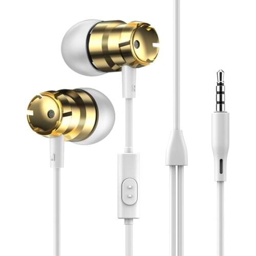 EARDECO Gold Spiral Shape In ear Wired Phone Earphone Stereo Bass Headphones Headset with Mic 3.5mm Metal Earbuds Wire MP3 Music